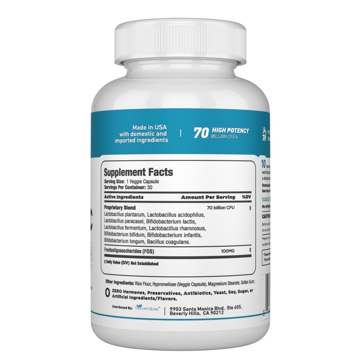 Nature's Base Probiotics 70 Billion CFU - 10 Strains Including Lactobacillus Plantarum & Lactobacillus Acidophilus Probiotic - Prebiotics for Women & Men's Digestive Health - 30 Capsules - görsel 15