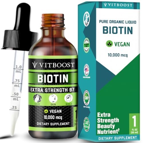 Vitboost Liquid Biotin Drops 10,000mcg with Organic Berry Flavor - Extra Strength Vegan Formula for Men and Women - Biotin Liquid for Hair Growth, Supports Strong Nails and Healthy Skin | 60 Servings - görsel 2