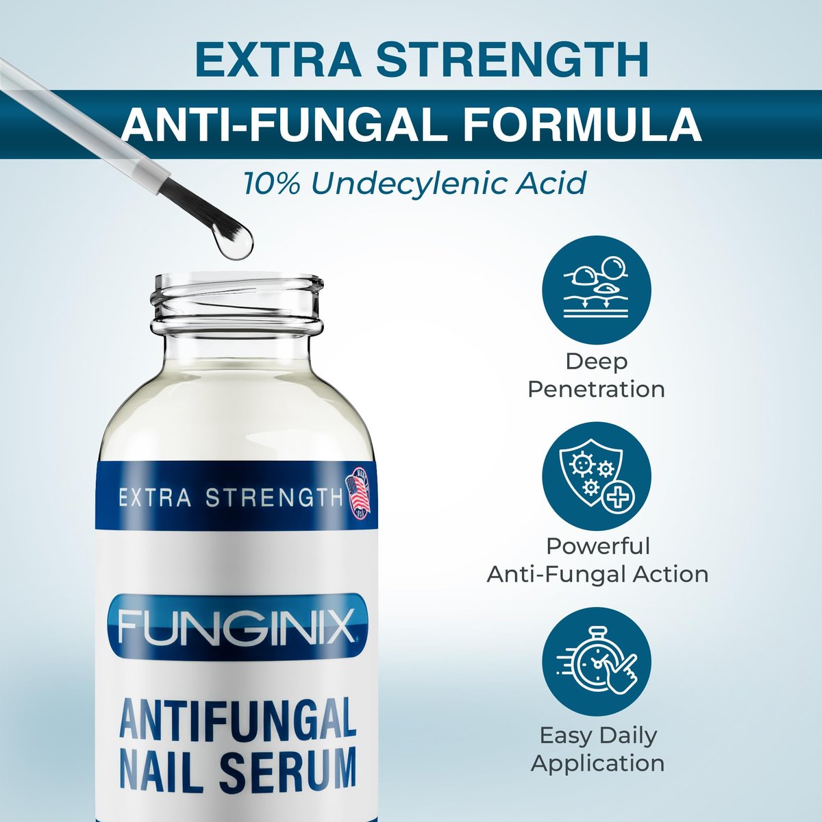 FUNGINIX Fungus Treatment - Toe Fungus, Finger Fungus, and Foot Fungus Solution Made In the USA - Extra Strength (1 Bottle) - görsel 1