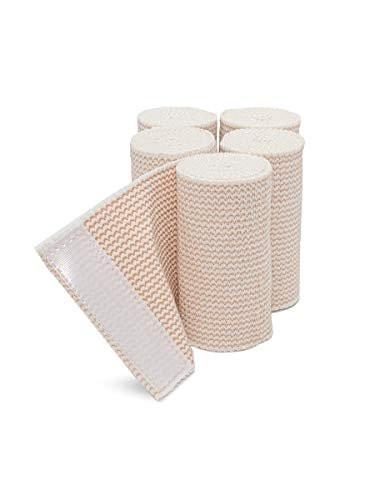 Hospora Thick Latex-Free Compression Cotton Elastic Bandage (4 inches, 5 Rolls)