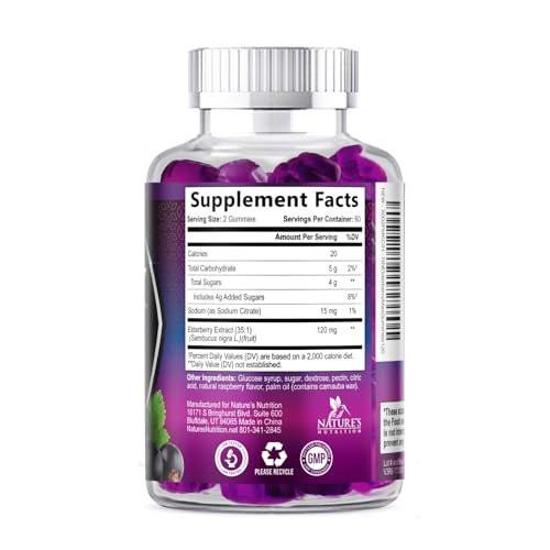 Elderberry Immune Support Gummies - Elderberry Extract Sambucus Nigra - Black Elder Berry Vitamin Supplement - Natural, Daily Immune Support Kids & Adults Love - Delicious Berry Flavor - 120 Gummies - görsel 17
