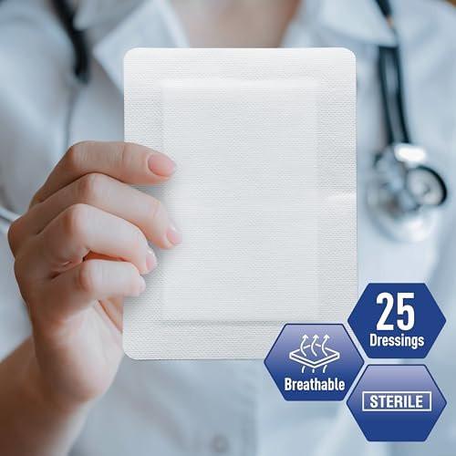 MED PRIDE Adhesive Island Dressing Large Gauze Pads for Wounds Sterile Absorbent Breathable Latex and Rubber Free Individually Packed (6'' x 8'') - görsel 12