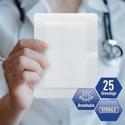 MED PRIDE Adhesive Island Dressing Large Gauze Pads for Wounds Sterile Absorbent Breathable Latex and Rubber Free Individually Packed (6'' x 8'')