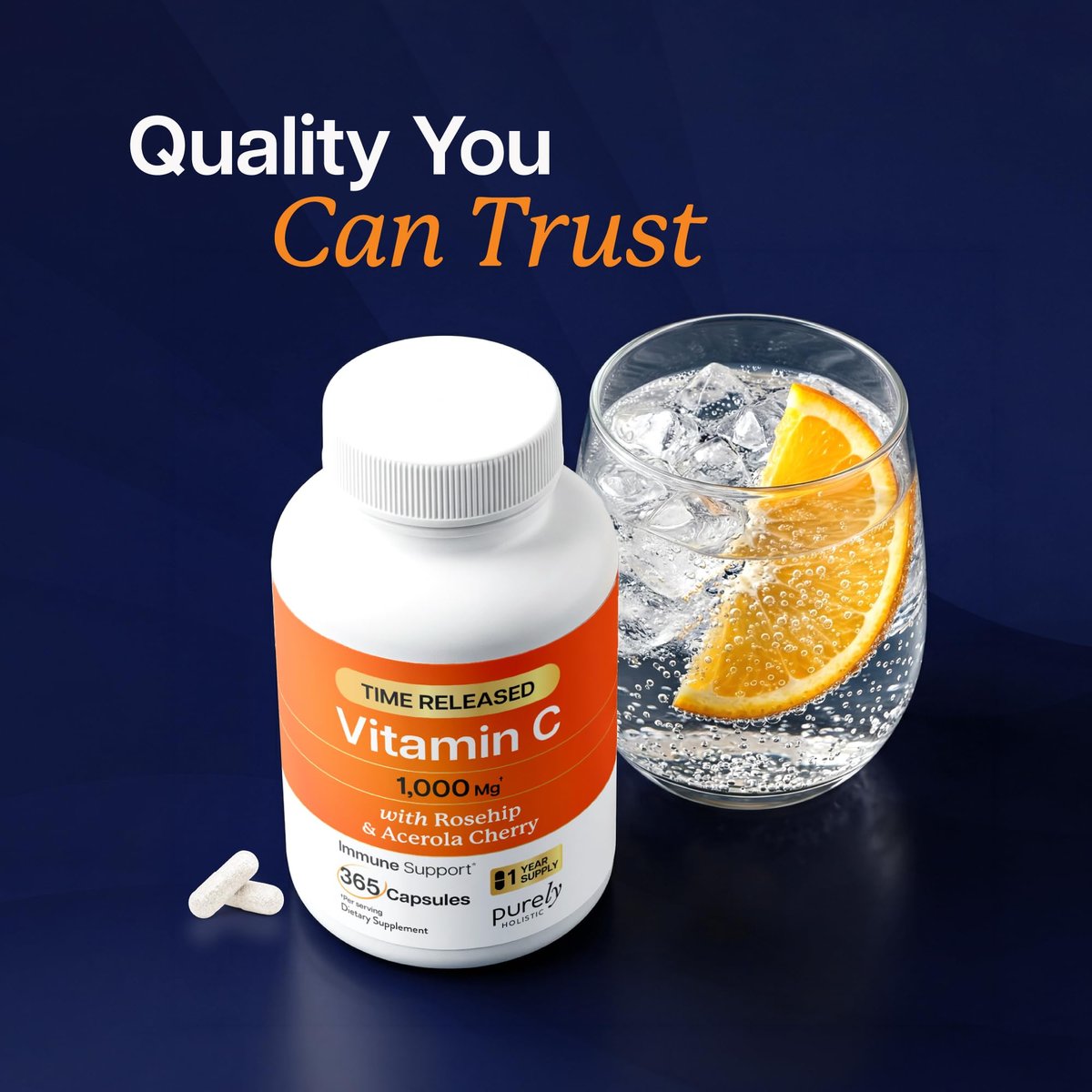 Vitamin C 1000mg | Immune Support | Timed-Release Capsules | 1 Year Supply | Vitamin C Supplement with Acerola Cherry & Rose Hips | Daily Antioxidant & Wellness Support | Vegan, Non-GMO | 365 Ct - görsel 15