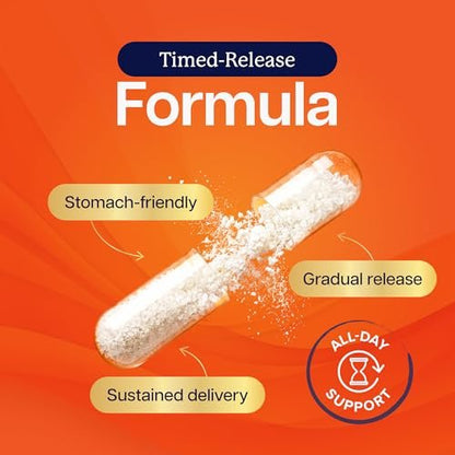 Vitamin C 1000mg | Immune Support | Timed-Release Capsules | 1 Year Supply | Vitamin C Supplement with Acerola Cherry & Rose Hips | Daily Antioxidant & Wellness Support | Vegan, Non-GMO | 365 Ct