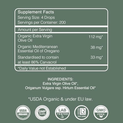 AROMAVITA Oregano Oil Drops 86–90% Carvacrol – USDA Organic Liquid Oregano Oil – Flexible Dosing – Immune & Digestive Support – Greek Oregano –30 ml (1fl.oz)