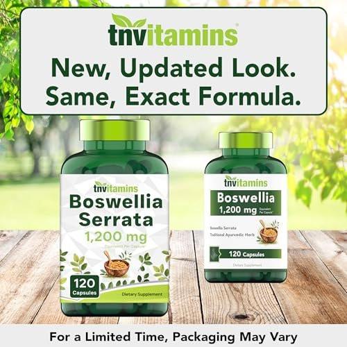 tnvitamins Boswellia Extract Capsules, 120 Count | 1,200 mg Per Capsule | 65% Boswellic Acids + 10:1 Concentrated Extract | Boswellia Serrata | Joint & Mobility Support - görsel 6