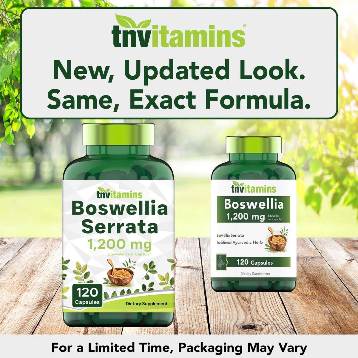 tnvitamins Boswellia Extract Capsules, 120 Count | 1,200 mg Per Capsule | 65% Boswellic Acids + 10:1 Concentrated Extract | Boswellia Serrata | Joint & Mobility Support - görsel 5