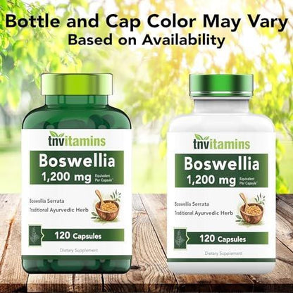 tnvitamins Boswellia Extract Capsules, 120 Count | 1,200 mg Per Capsule | 65% Boswellic Acids + 10:1 Concentrated Extract | Boswellia Serrata | Joint & Mobility Support