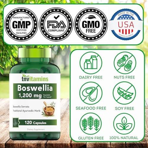 tnvitamins Boswellia Extract Capsules, 120 Count | 1,200 mg Per Capsule | 65% Boswellic Acids + 10:1 Concentrated Extract | Boswellia Serrata | Joint & Mobility Support - görsel 12