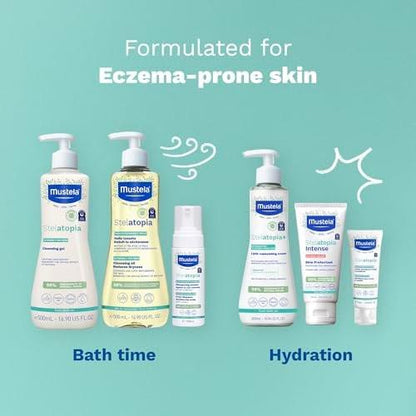 Mustela Stelatopia Eczema-Prone Skin Cleansing Gel - Baby Face & Body Wash with Natural Avocado & Sunflower Oil - Fragrance-Free & Tear Free - 6.76 fl. oz.