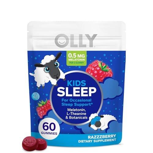 OLLY Kids Sleep Gummy, 0.5mg Melatonin, L Theanine, Chamomile, and Lemon Balm, Childrens Chewable Supplement, Occasional Sleep Support, Raspberry - 60 Count - görsel 2