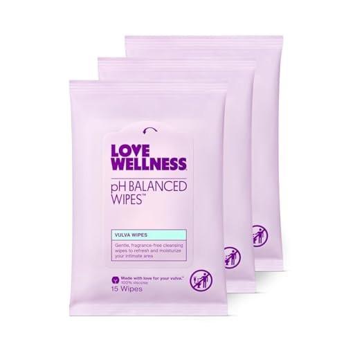 Love Wellness pH Balancing Wipes for Women | Fragrance-Free | Vulva Cleanser for Balanced pH, Intimate Health & Hygiene | Non-Irritating with Aloe Vera for Sensitive Skin | Travel Size | 3-Pack - görsel 8