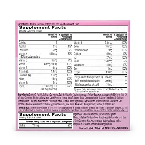 One A Day Prenatal Advanced Prenatal Vitamins with Folic Acid, Choline, DHA & Iron, 30+30 Ct (60 Total Set) - görsel 2