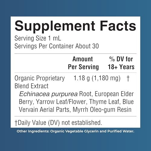 MARYRUTH'S Lymphatic Support Liquid Drops USDA Organic | Herbal Blend with Echinacea & Elderberry | Blue Vervain | Vegan | Alcohol-Free | Non-GMO | 30 Servings - görsel 3