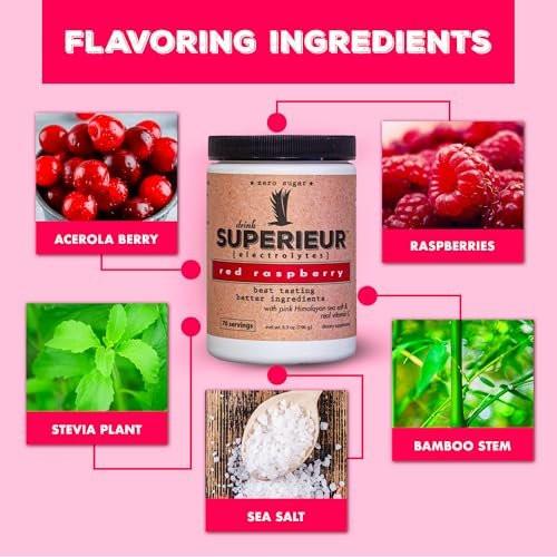 Superieur Electrolyte Powder Packets - Vegan Electrolyte Hydration Powder w/Sea Minerals - Keto Friendly, Non-GMO, Zero Sugar Electrolyte Supplement - Healthy Sports Drink - Raspberry (14 Packets) - görsel 9