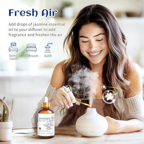 HIQILI Jasmine Essential Oil, Pure & Natural Jasmine Oil for Diffuser, Perfume, Shampoo, Aromatherapy - 3.8 Fl Oz / 100 ML - görsel 4