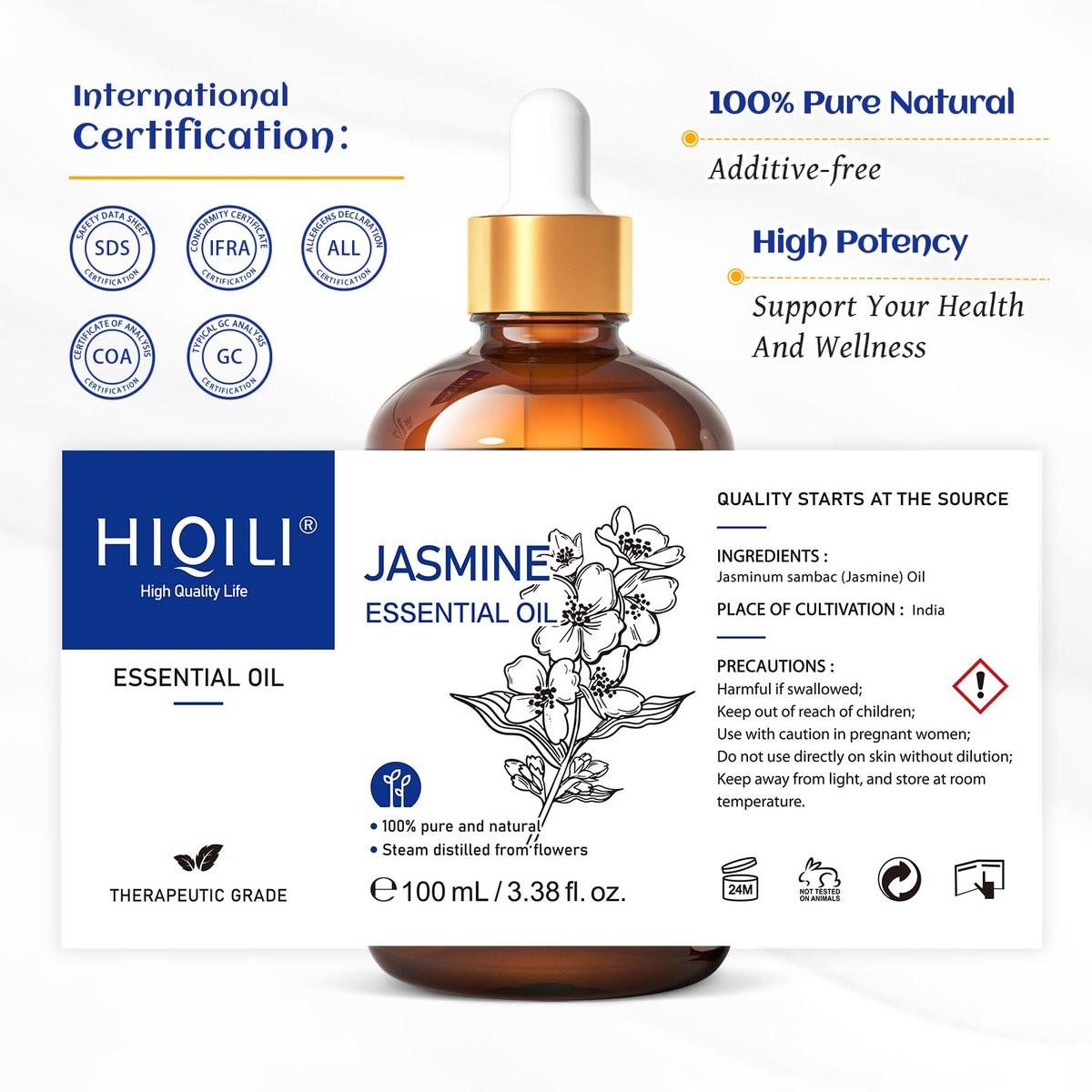 HIQILI Jasmine Essential Oil, Pure & Natural Jasmine Oil for Diffuser, Perfume, Shampoo, Aromatherapy - 3.8 Fl Oz / 100 ML - görsel 15
