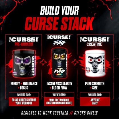 JNX SPORTS The Curse! Blue Raspberry Pre Workout Powder with Creatine – Extreme Energy Preworkout for Men & Women – 50 Servings – L Citrulline, Beta Alanine & Caffeine for Pump, Strength & Focus