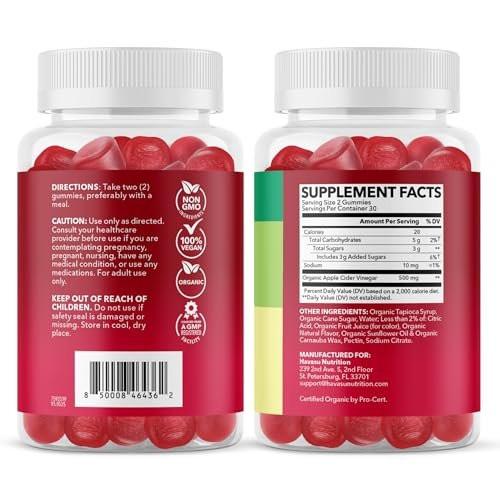 Apple Cider Vinegar Gummies - Organic ACV Vitamins for Digestive Health, Metabolism & Gut Support - 60 Count - Vegan, Non-GMO, Gluten-Free - Delicious Flavor & No Harsh Taste - 1 Month Supply - görsel 8