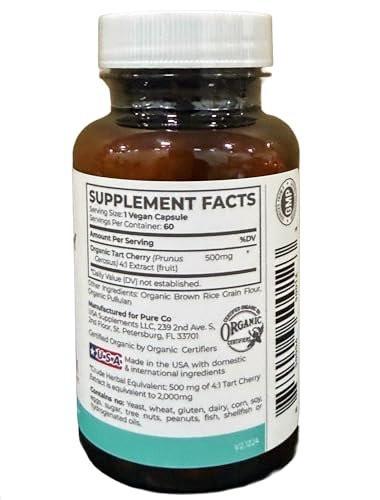 Organic Tart Cherry Capsules - High Strength Organic Tart Cherry 500mg 4:1 Extract- 1 Capsule Per Serving for Uric Acid Support - Vegan Non-GMO & Made in the USA (2 Months Supply) - görsel 11