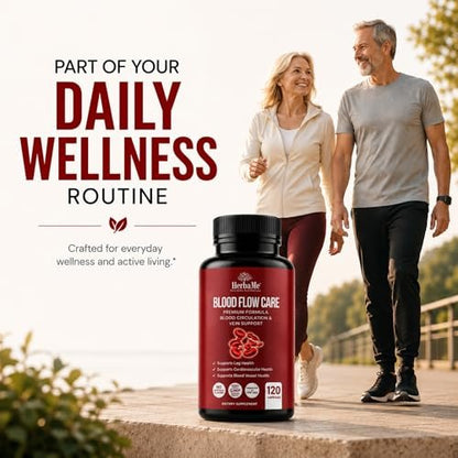 HerbaMe Blood Circulation Supplement, 120 Capsules, Supports Leg Vein, Heart, Vessels and Cardiovascular Health with Niacin, L-Arginine, Ginger, Cayenne Pepper, Hawthorn, Diosmin, Blood Flow Pills