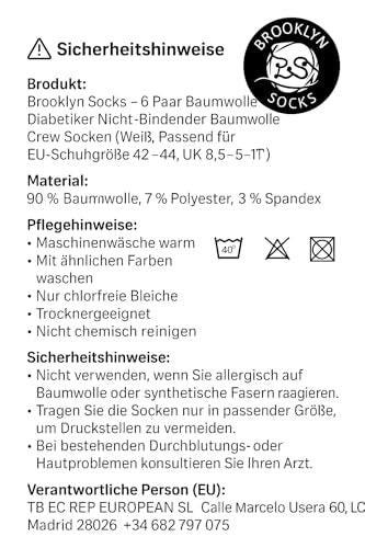 6 Pairs of Cotton Diabetic Neuropathy Crew Socks (9-11, Fits Men's Shoe Size 7-9.5, White) - görsel 2