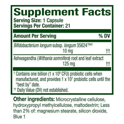 Align Probiotic, Gut Health + Stress Support, with Probiotics for Digestive Health and Ashwagandha to Help Calm Mind and Body*, #1 Doctor Recommended Brand‡, 21 Capsules
