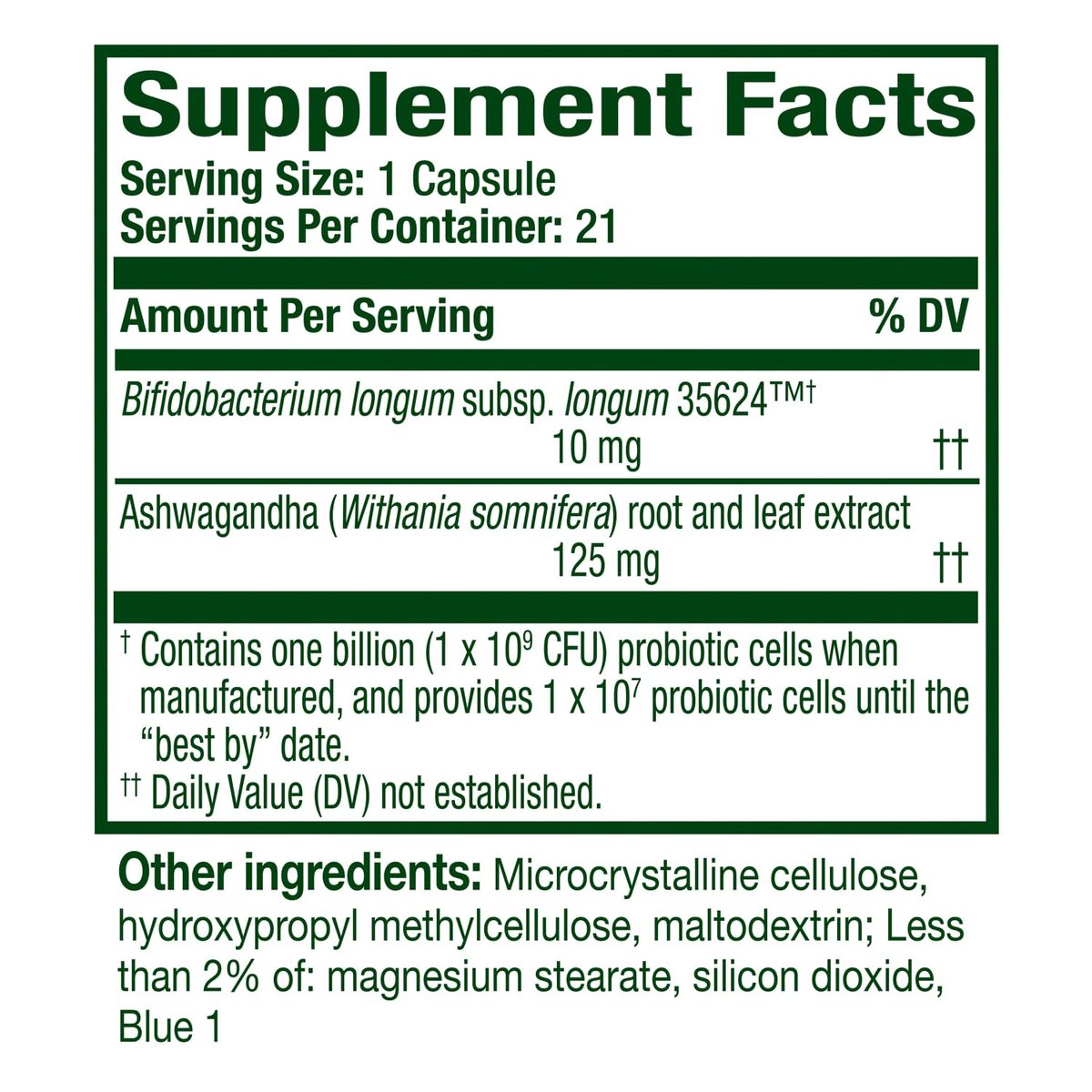 Align Probiotic, Gut Health + Stress Support, with Probiotics for Digestive Health and Ashwagandha to Help Calm Mind and Body*, #1 Doctor Recommended Brand‡, 21 Capsules - görsel 9