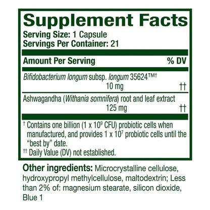 Align Probiotic, Gut Health + Stress Support, with Probiotics for Digestive Health and Ashwagandha to Help Calm Mind and Body*, #1 Doctor Recommended Brand‡, 21 Capsules