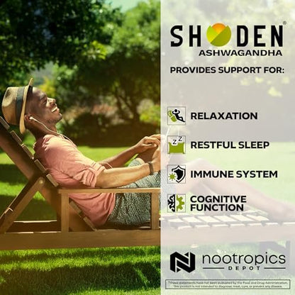 Nootropics Depot Shoden Ashwagandha Extract Capsules | 120mg | 30 Count | 35% Withanolides