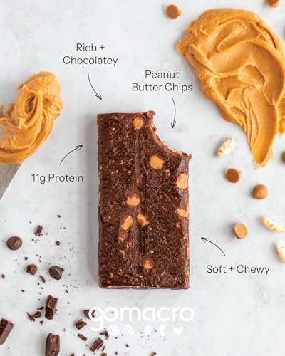 GoMacro MacroBar Organic Vegan Protein Bars - Double Chocolate + Peanut Butter Chips (2.3 Ounce Bars, 12 Count) - görsel 7