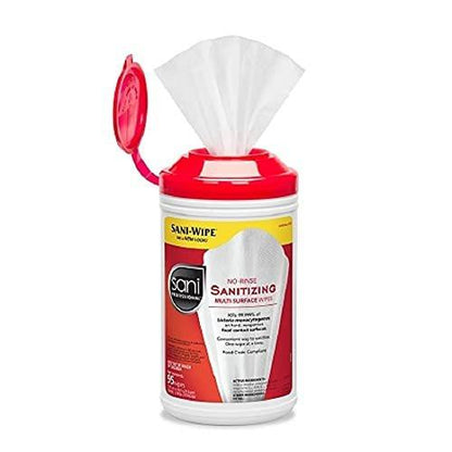 PDI Sani-Wipe™ Non-Rinse Food Contact Hard-Surface Sanitizing Wipe, 7.75" x 9", 95/can