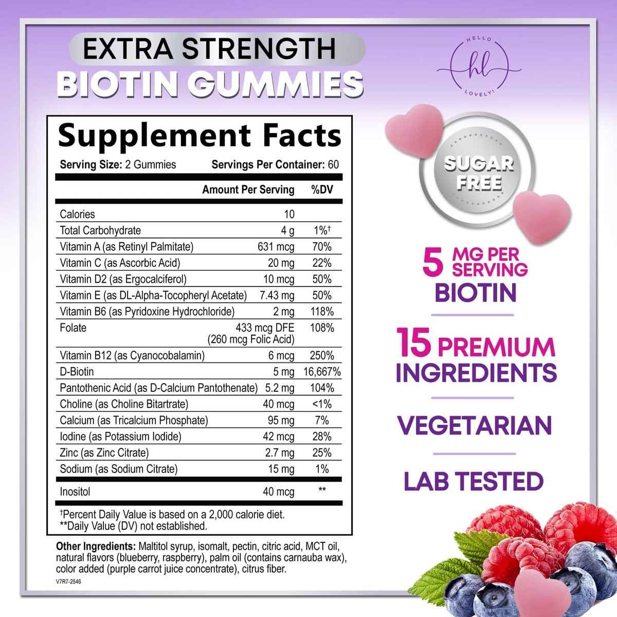 Hair Vitamins Gummies with Biotin 5000 mcg per Serving - Hair Growth Support with Vitamins E & C for Thicker, Stronger & Beautiful Hair - Hair Skin and Nails Vitamin, Gluten Free - 120 Gummies - görsel 3