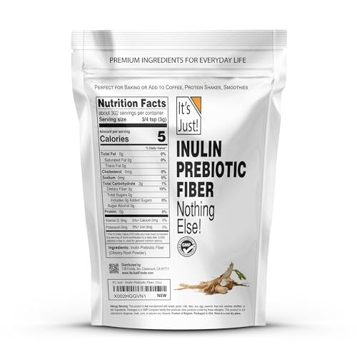 It's Just! - Inulin Prebiotic Fiber, Water Soluble, Chicory Root Powder, Promotes Gut Health, Made in USA, Product of Belgium, Vegan/Keto Friendly - görsel 1