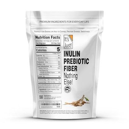 It's Just! - Inulin Prebiotic Fiber, Water Soluble, Chicory Root Powder, Promotes Gut Health, Made in USA, Product of Belgium, Vegan/Keto Friendly