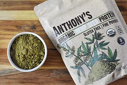 Anthony's Organic Hemp Seed Protein Powder, 1 lb, Cold Pressed, Gluten Free, Non GMO, Fine Powder