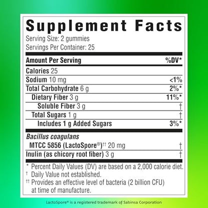 Benefiber Prebiotic GLP-1 Friendly Fiber Supplement Gummies with Probiotics for Digestive Health, Assorted Fruit Flavors - 50 Count