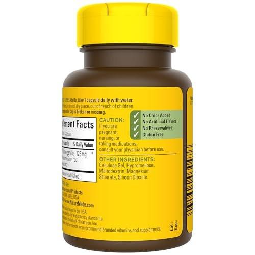 Nature Made Ashwagandha Capsules 125mg for Stress Support, 60 Count, 60 Day Supply - görsel 8