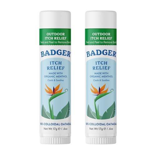 Badger Bug Bite Itch Relief Stick, Natural & Organic Anti Itch Cream for Bug Bites, Rashes & Poison Ivy, Fast Itchy Skin Relief After Bite, Works Great, Smells Great, Easy to Use, .6 oz, 2-Pack - görsel 1