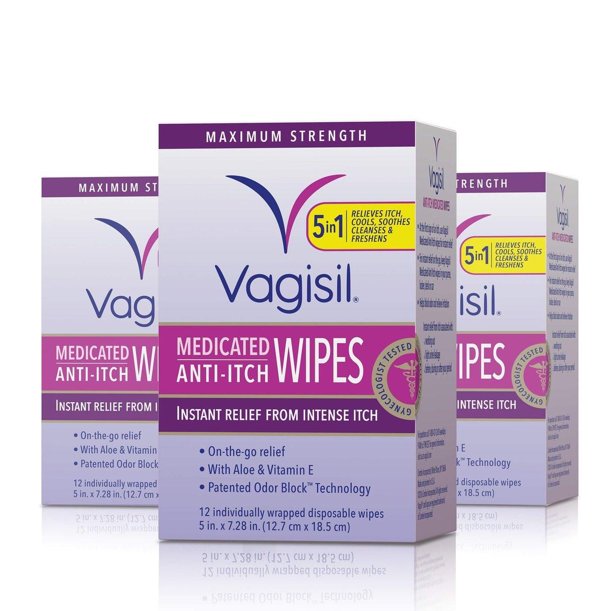 Vagisil Anti-Itch Medicated Feminine Intimate Wipes for Women, Maximum Strength, Gynecologist Tested, 12 Wipes (Pack of 3) - görsel 7