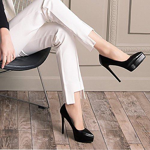 luakesa 24 Pairs High Heel Replacement Tips Women's Shoes Tips Repair Kit, 6 Sizes, 8/9/10/11/12/12.5mm, U-Shape (Black) - görsel 2