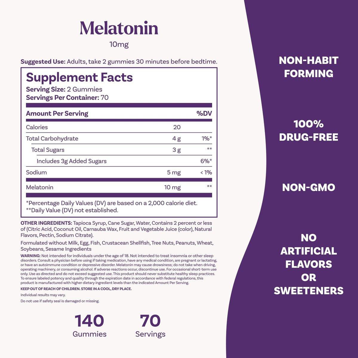 Natrol Melatonin Gummies, Sleep Support for Adults, Melatonin 10 mg, 140 Strawberry-Flavored, Up to 70 Days - görsel 12