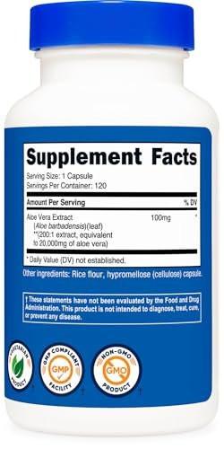 Nutricost Aloe Vera Extract 120 Capsules for 120 Servings Per Bottle - Gluten Free and GMO Free, Vegetarian Friendly - görsel 7