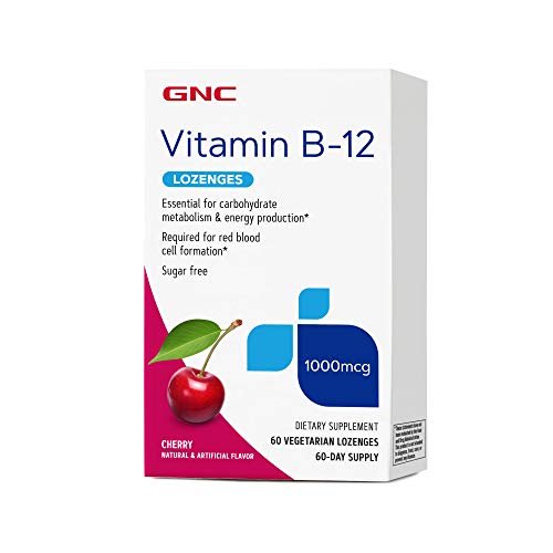 GNC Vitamin B-12 1000 mcg Lozenges, Cherry, 60 Lozenges, 60 Servings - görsel 1