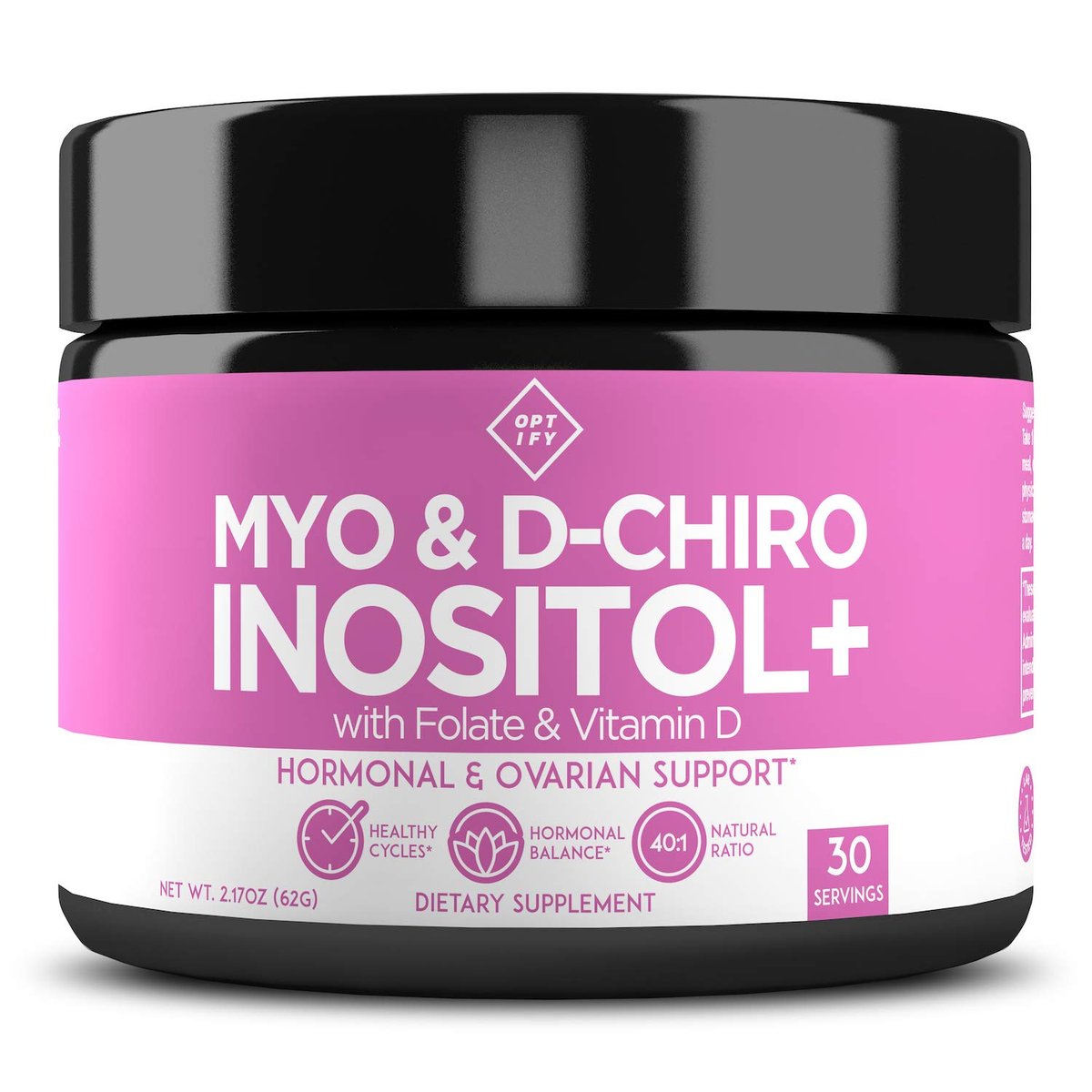 Optify Myo-Inositol & D-Chiro Inositol Supplement for Women | 40:1 Ratio Plus Folate and Vitamin D | Support Healthy Hormonal Balance, Regular Cycles, & Ovarian Health (2.22oz Powder (Pack of 1)) - görsel 5