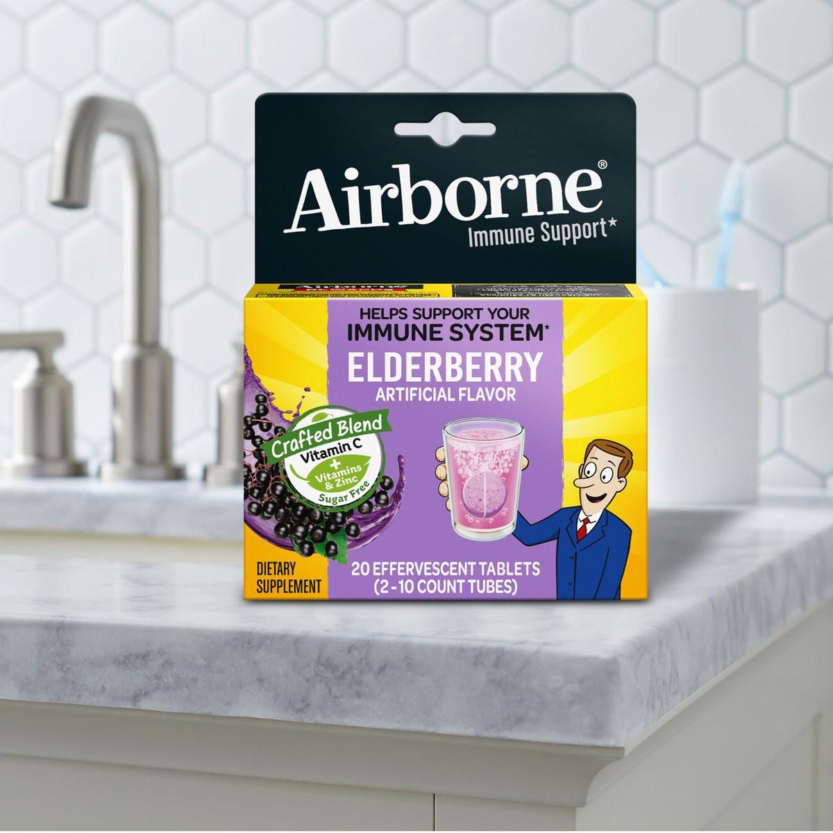 Airborne Elderberry + Zinc & Vitamin C Effervescent Tablets, Immune Support Supplement with Powerful Antioxidant Vitamins A C E, 20 Fizzy Drink Tablets, Elderberry Flavor - görsel 4