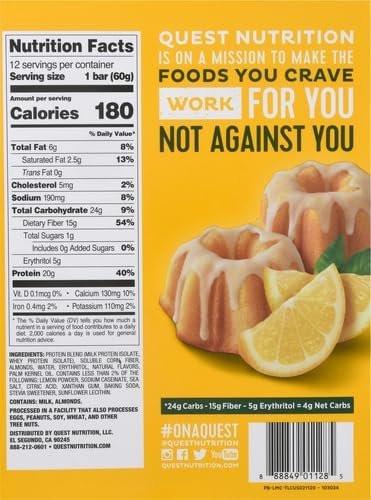 Quest Nutrition Lemon Cake Protein Bars, – Total Fat: 7g – Image 9