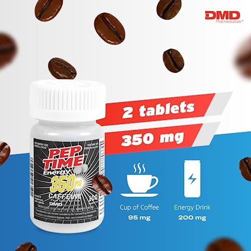 PEPTIME Energy Tablets, Vitamin B6 and B12 Caffeine Pills, 350 mg Caffeine per Serving, Physical Performance and Focus Supplement, 100 Count - görsel 6