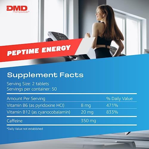 PEPTIME Energy Tablets, Vitamin B6 and B12 Caffeine Pills, 350 mg Caffeine per Serving, Physical Performance and Focus Supplement, 100 Count - görsel 11